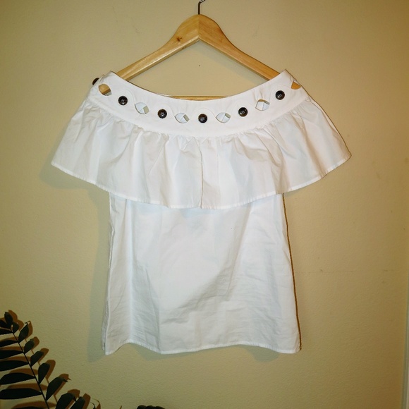 J. Crew White Ruffles Buttons Blouse  XXXS  *NWT* - Picture 3 of 5